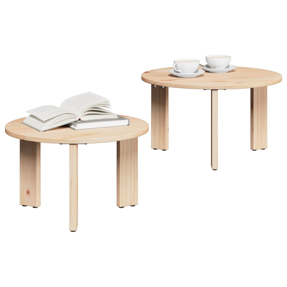 VidaXL Koffietafel Set 2 pcs Naturel 47.5 x 47.5 x 27 cm