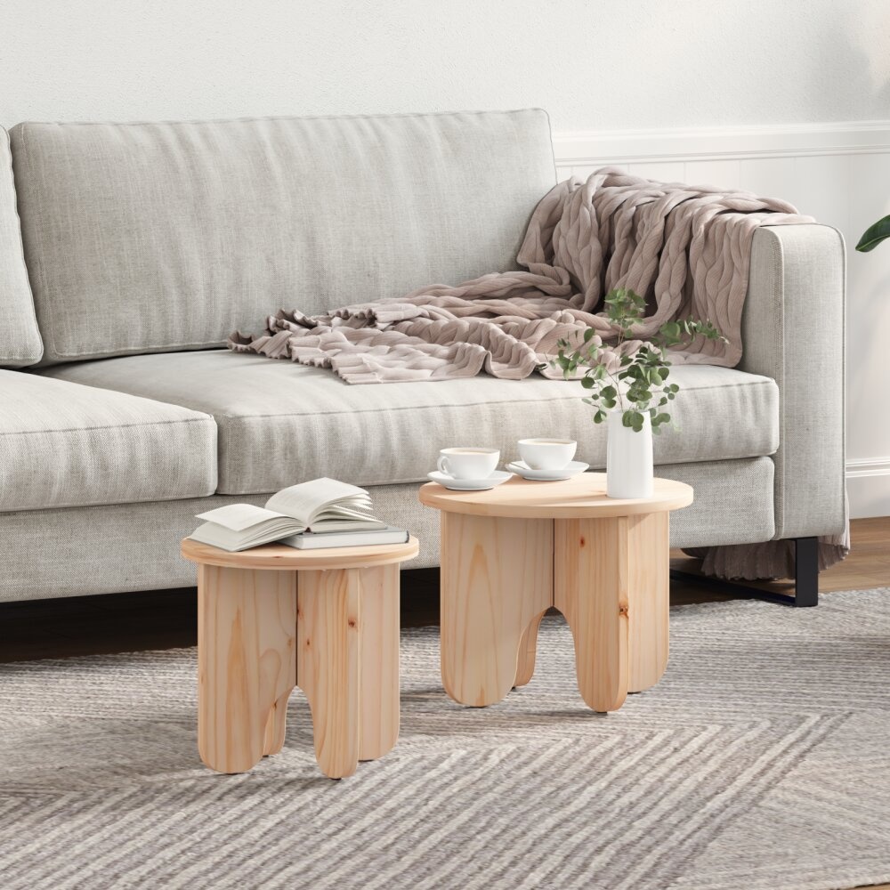VidaXL Koffietafel Set 2 pcs Naturel 39.5 x 39.5 x 30 cm