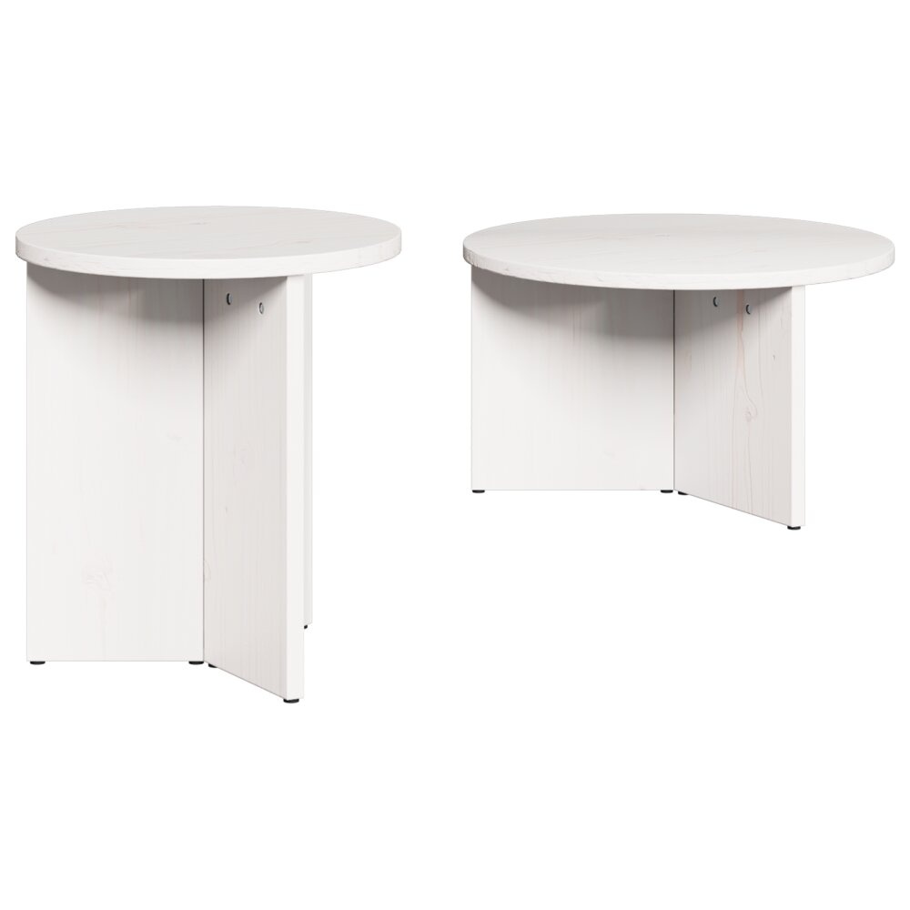 VidaXL Koffietafel Set 2 pcs Wit 49 x 49 x 28 cm Massief grenenhout