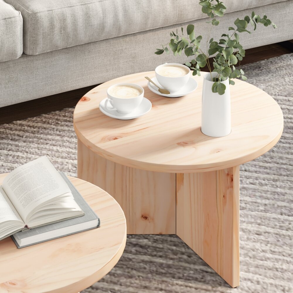 VidaXL Koffietafel Set 2 pcs Naturel 49 x 49 x 28 cm