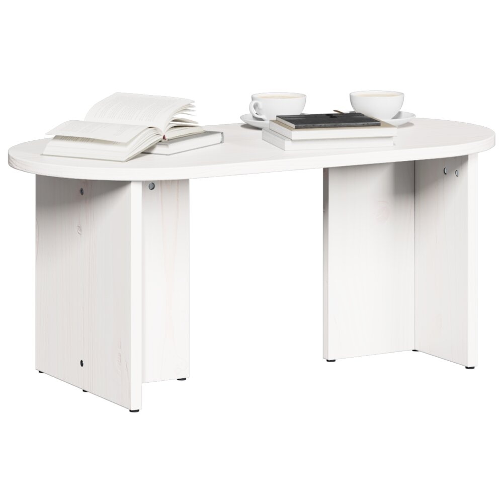 VidaXL Salontafel Wit 80 x 39.5 x 35 cm Massief grenenhout