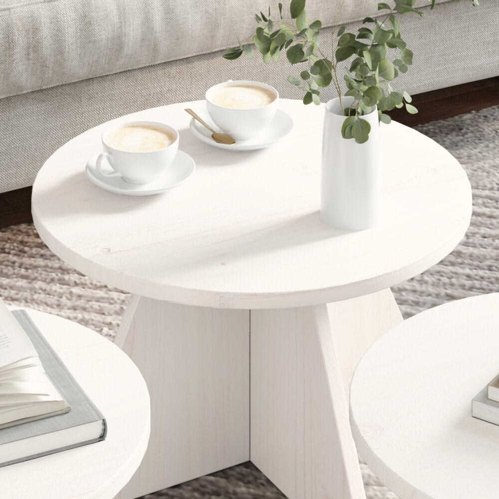 VidaXL Koffietafel Set 3 pcs Wit 49 x 49 x 30 cm Massief grenenhout