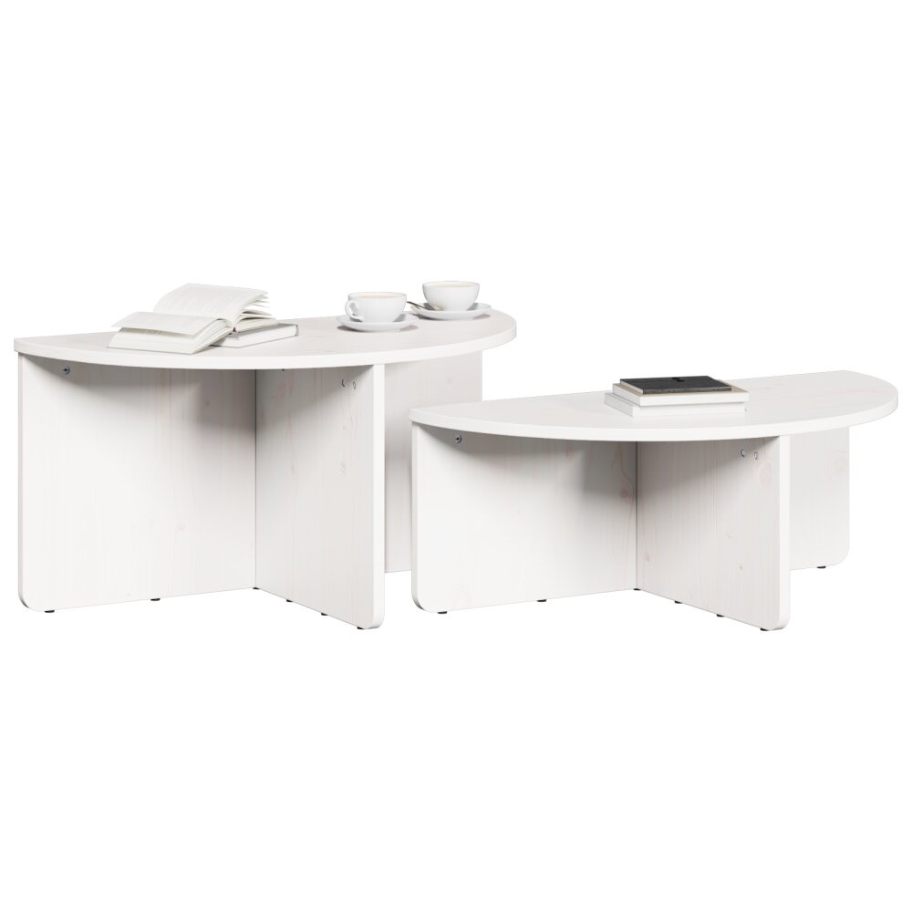VidaXL Salontafel 2 pcs Wit 79 x 39.5 x 40 cm Massief grenenhout