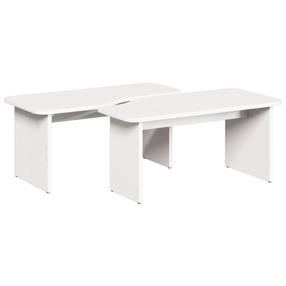 VidaXL Salontafel 2 pcs Wit 100 x 69 x 35.5 cm Massief grenenhout