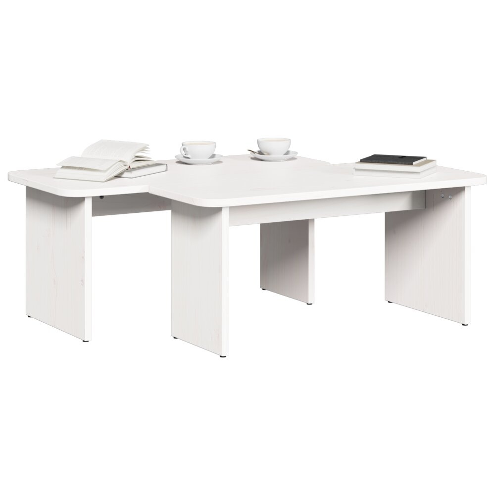 VidaXL Salontafel 2 pcs Wit 100 x 69 x 35.5 cm Massief grenenhout