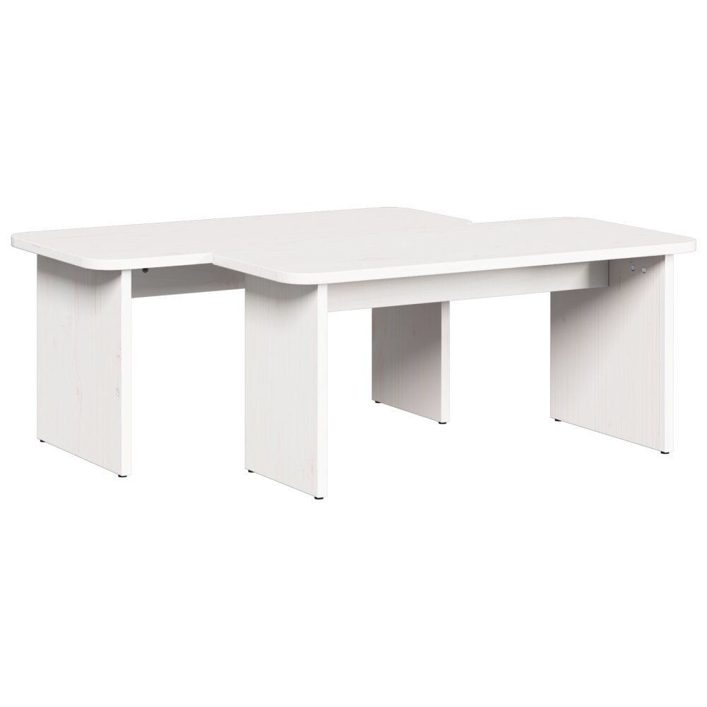 VidaXL Salontafel 2 pcs Wit 100 x 69 x 35.5 cm Massief grenenhout