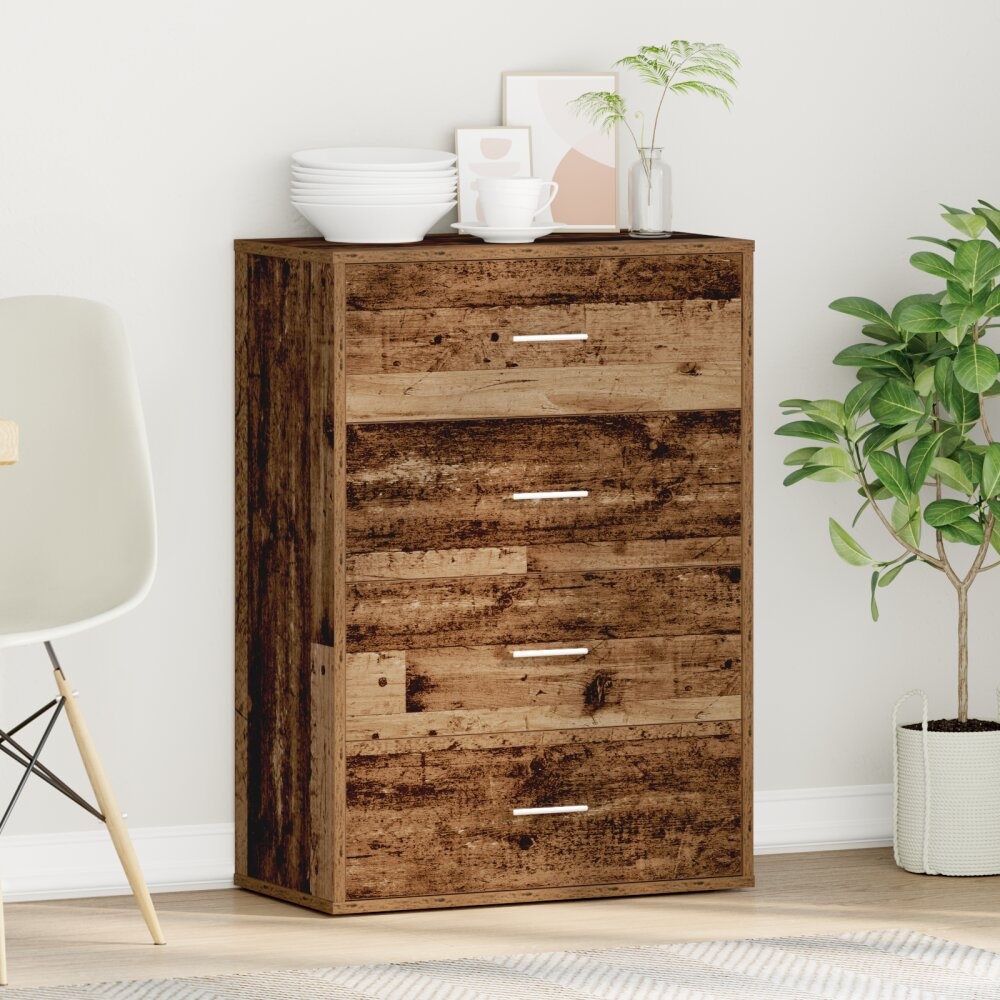 VidaXL Dressoir met lade Oud hout 60 x 31 x 84 cm Spaanplaat