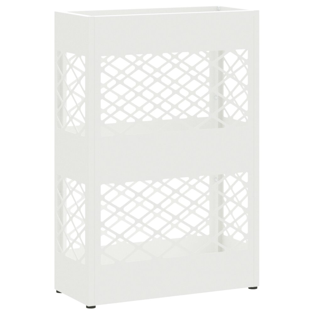 VidaXL Paraplu Standaard Rooster met opslag Wit 28 x 12 x 41 cm Staal