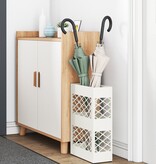 VidaXL Paraplu Standaard Rooster met opslag Wit 28 x 12 x 41 cm Staal