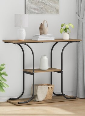 VidaXL Wandtafel met plank met opslag artisanaal eikenkleurig 101 x 35 x 80.5 cm