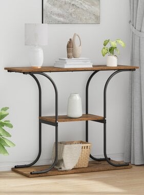 VidaXL Wandtafel met plank met opslag Oud hout 101 x 35 x 80.5 cm Bewerkt hout