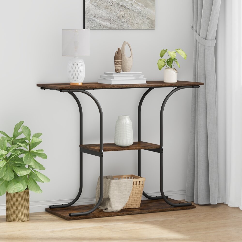 VidaXL Wandtafel Gerookt eiken 101 x 35 x 80.5 cm Bewerkt hout