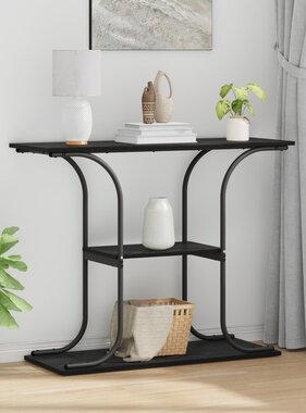 VidaXL Wandtafel met plank Zwart eiken 101 x 35 x 80.5 cm Bewerkt hout