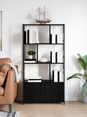 VidaXL Boekenkast Zwart eiken 80 x 30 x 155,5 cm Bewerkt hout