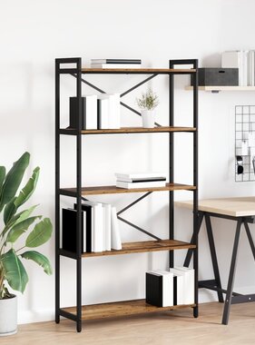 VidaXL Boekenkast Oud hout 80 x 30 x 153 cm Hout en staal