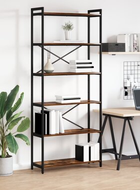 VidaXL Boekenkast Gerookt eiken 80 x 30 x 188 cm Hout en Staal
