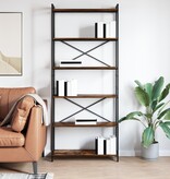 VidaXL Boekenkast Gerookt eiken 80 x 30 x 188 cm Hout en Staal