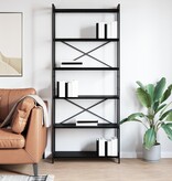 VidaXL Boekenkast Zwart eiken 80 x 30 x 188 cm Hout en Staal