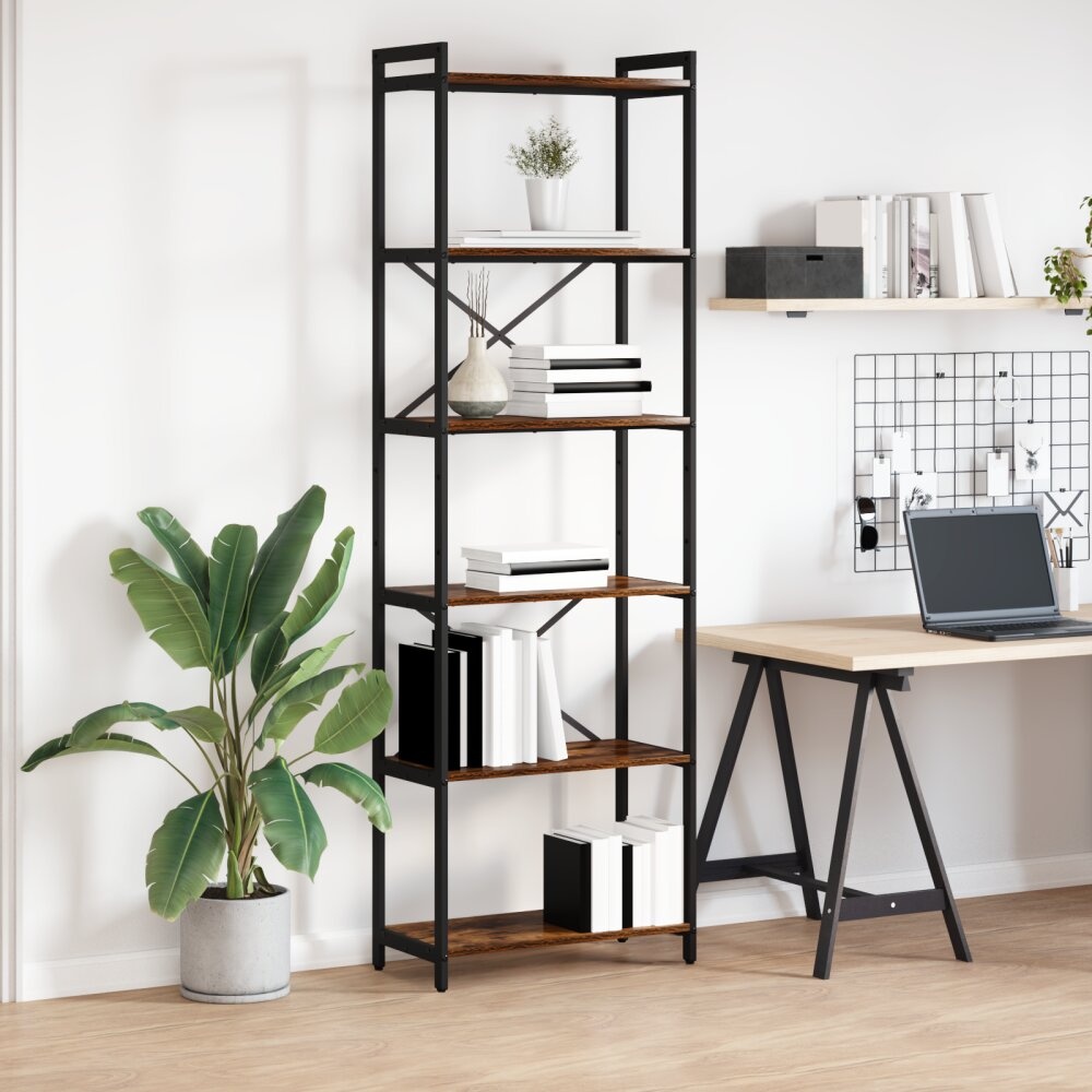 VidaXL Boekenkast Gerookt eiken 60 x 30 x 188 cm MDF en Staal