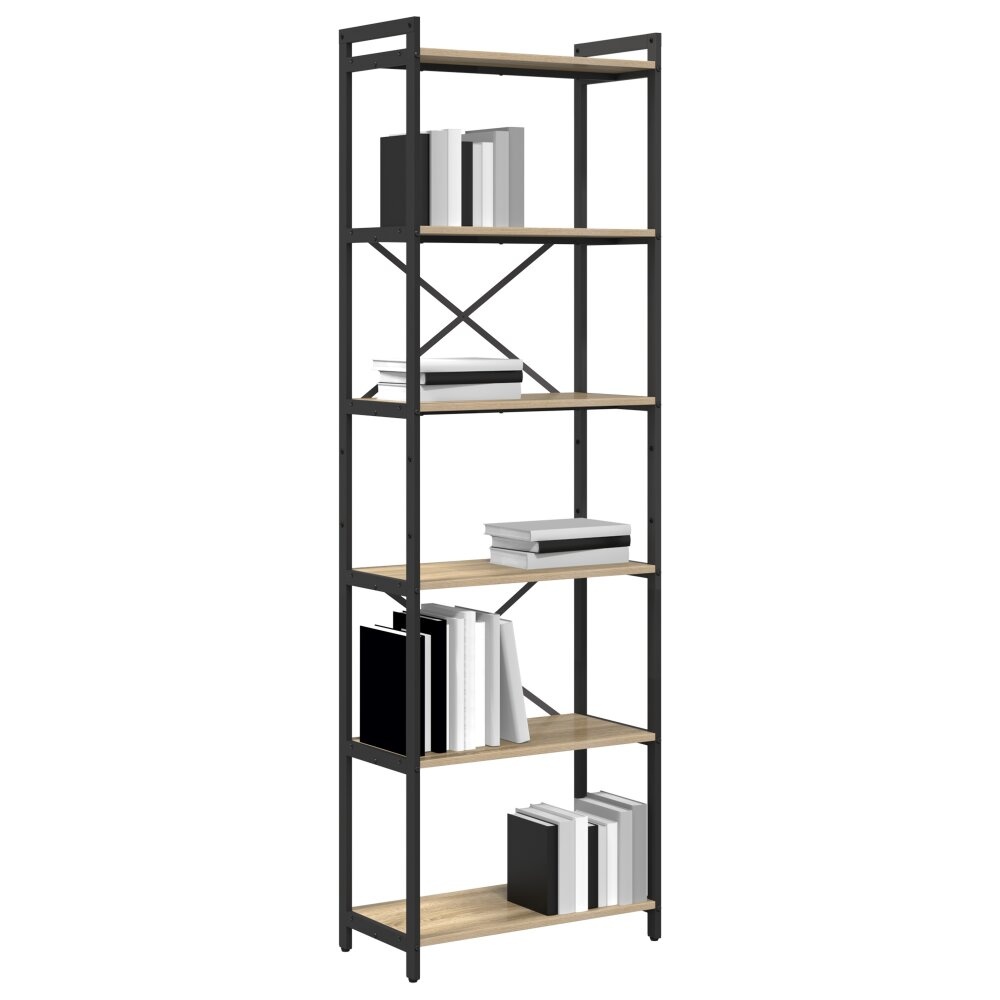 VidaXL Boekenkast Sonoma eiken 60 x 30 x 188 cm MDF en Staal