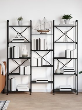 VidaXL Boekenkast Zwart eiken 156 x 25 x 167.5 cm Bewerkt hout