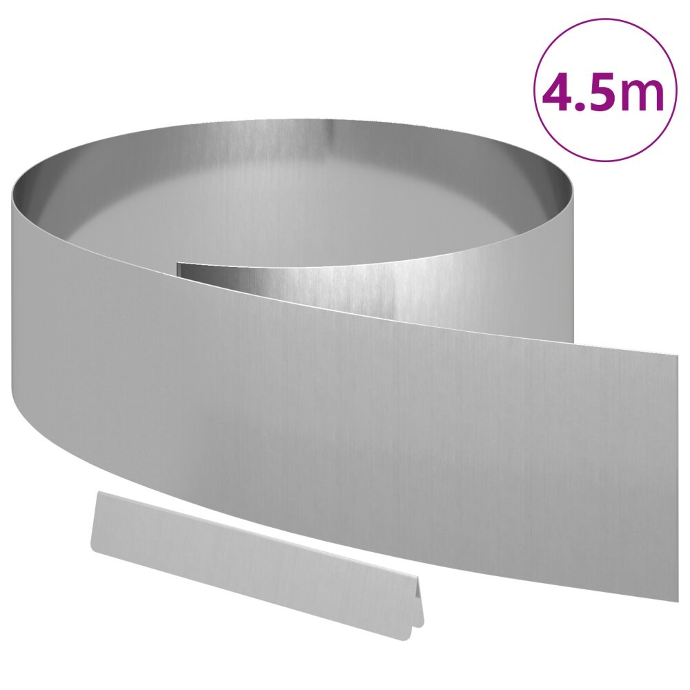 VidaXL Tuin Grasperkafwerking Zilver 450 x 20 cm Gegalvaniseerd staal