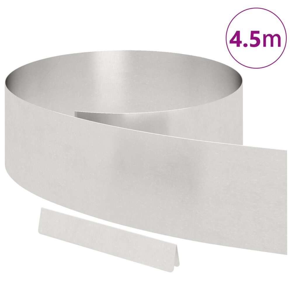 VidaXL Tuin Grasperkafwerking Zilver 450 x 20 cm Roestvrij staal