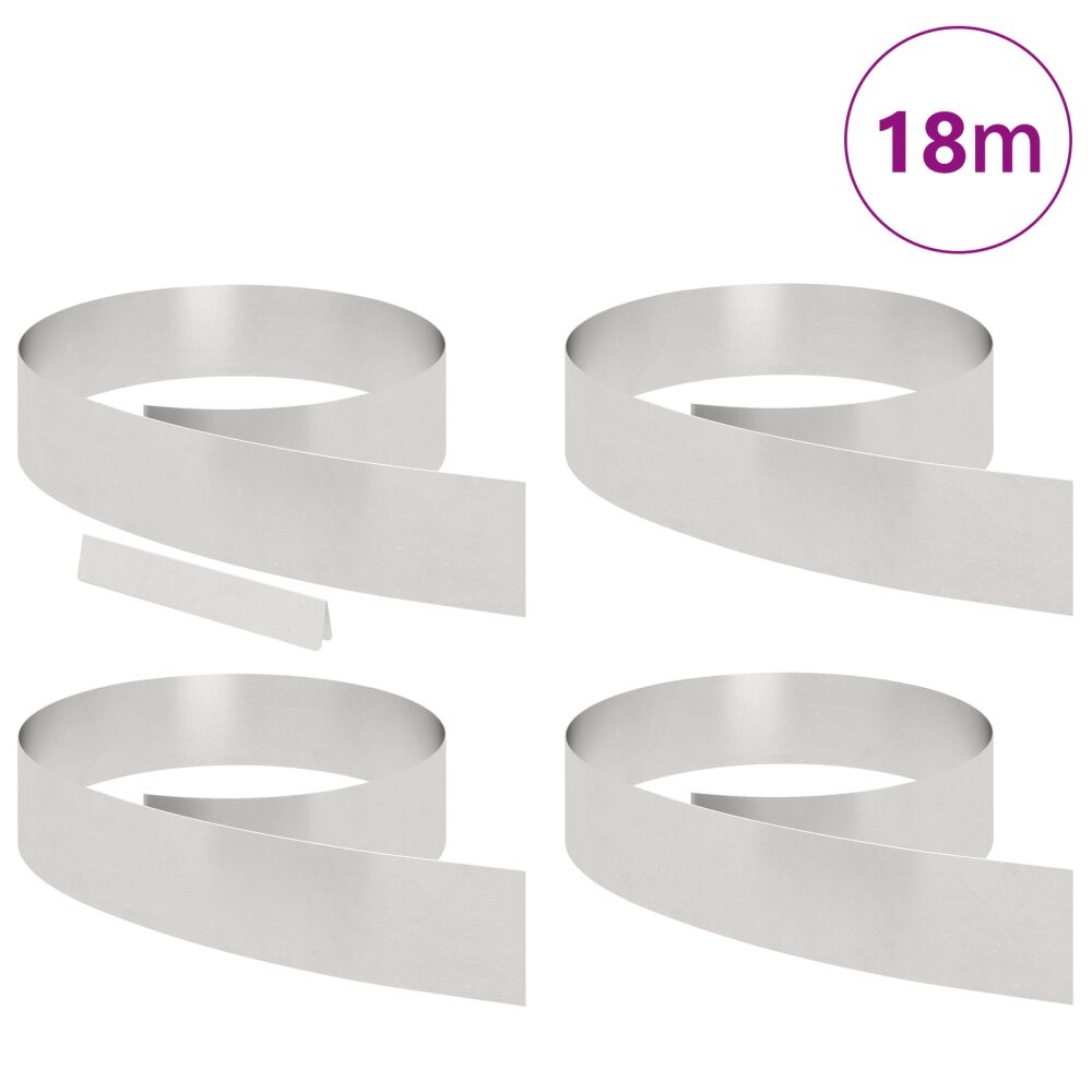 VidaXL Tuin Grasperkafwerking 4 pcs Zilver 450 x 15 cm Roestvrij staal