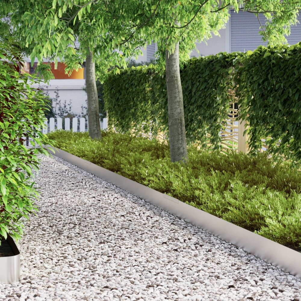 VidaXL Tuin Grasperkafwerking 4 pcs Zilver 450 x 15 cm Roestvrij staal