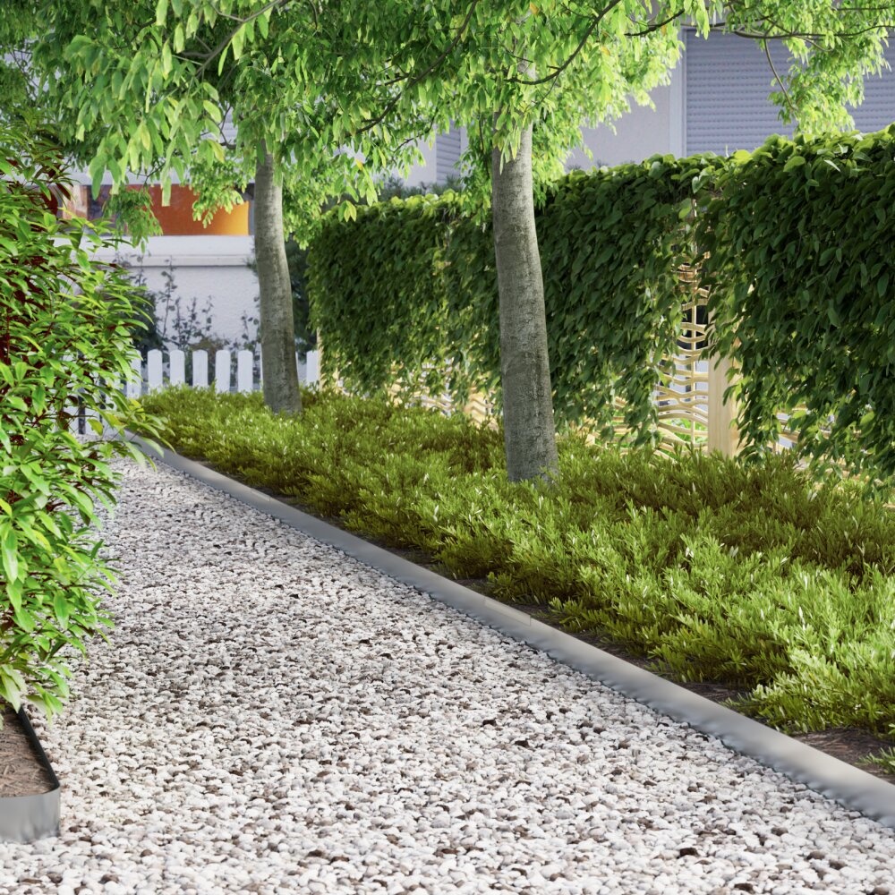 VidaXL Tuin Grasperkafwerking 4 pcs Zilver 450 x 10 cm