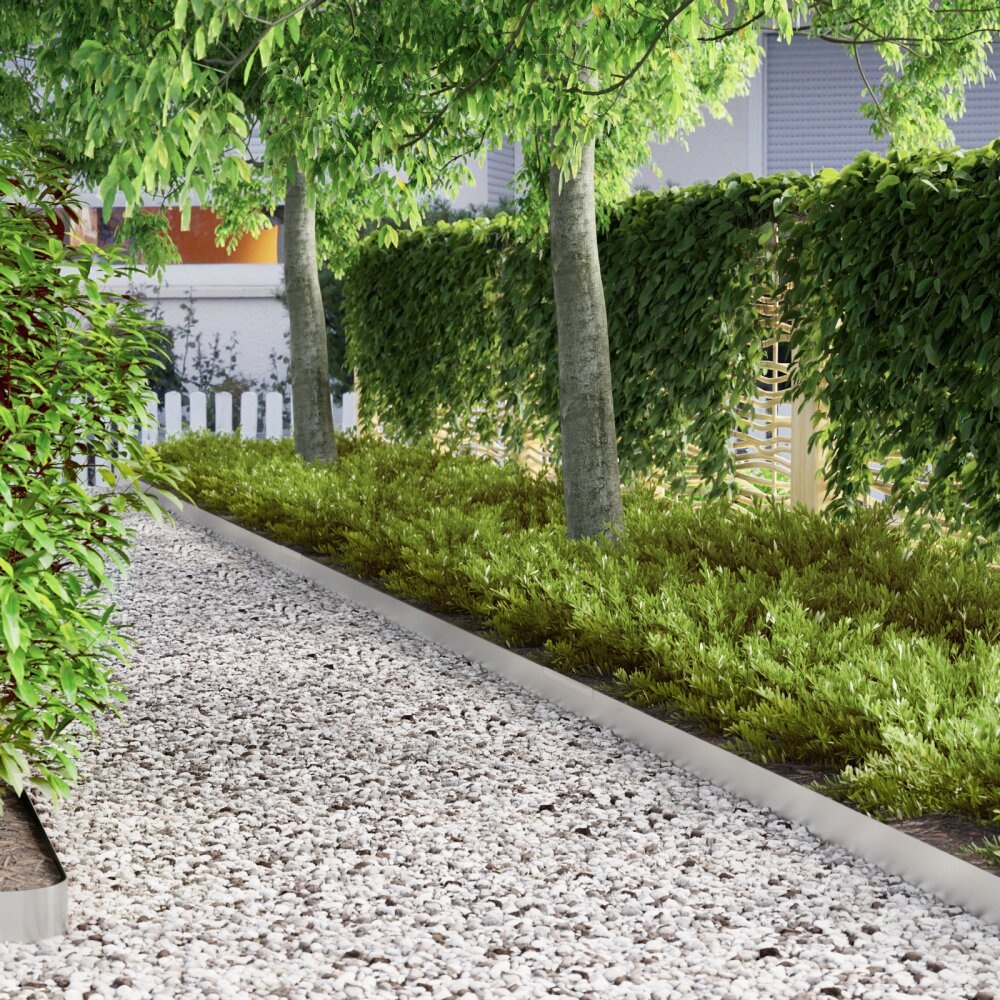 VidaXL Tuin Grasperkafwerking 4 pcs Zilver 450 x 10 cm Roestvrij staal