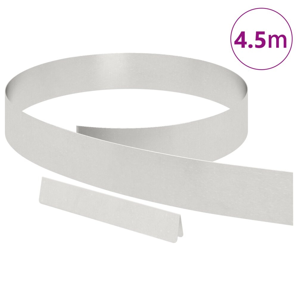 VidaXL Tuin Grasperkafwerking Zilver 450 x 10 cm Roestvrij staal