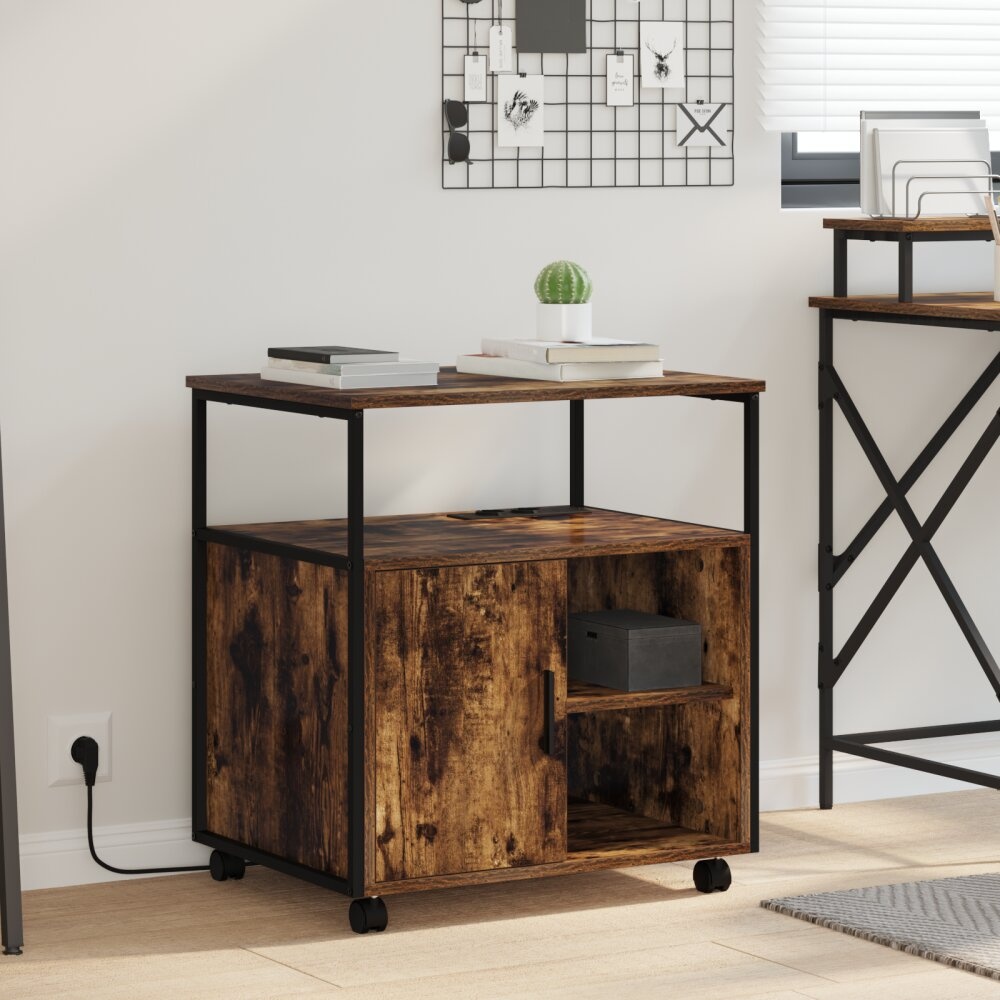 VidaXL Kantoor kast Gerookt eiken 60 x 46 x 67 cm Bewerkt hout