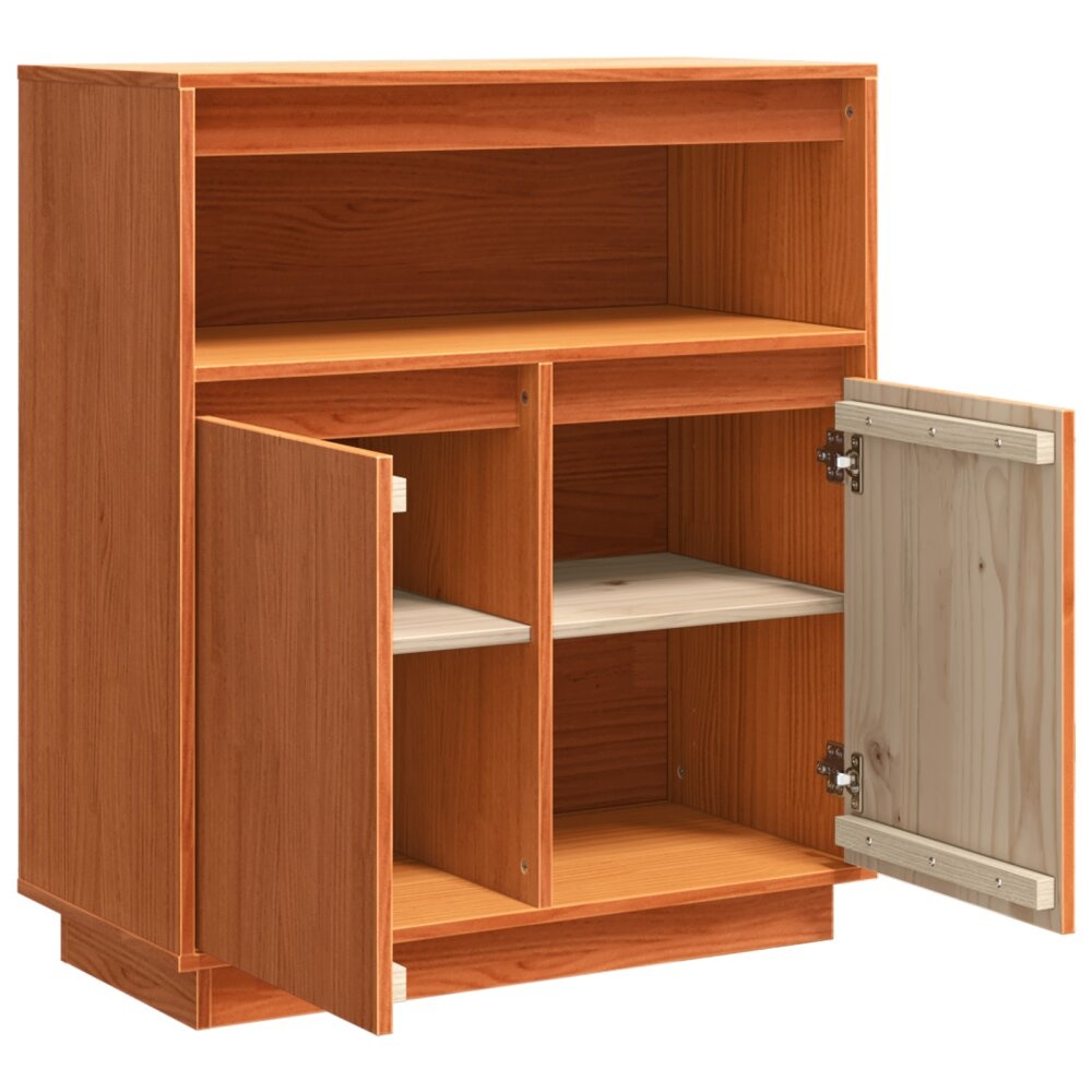 VidaXL Dressoir met plank met opslag Wasbruin 70 x 34 x 80 cm Massief grenenhout