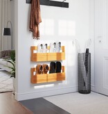 VidaXL Schoenenrekken 2 st 59x8,5x23,5 cm massief grenenhout wasbruin