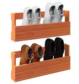 VidaXL Schoenenrekken 2 st 59x8,5x23,5 cm massief grenenhout wasbruin
