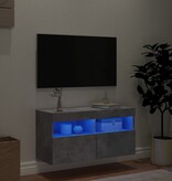 VidaXL Tv-wandmeubel met LED-verlichting 80x30x40 cm betongrijs