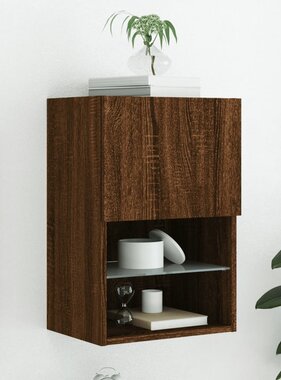 VidaXL Tv-meubel met LED-verlichting 40,5x30x60 cm bruin eikenkleur