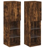 VidaXL Tv-meubels LED-verlichting 2 st 30,5x30x102 cm gerookt eiken