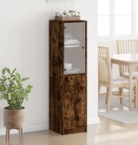 VidaXL Hoge kast met glazen deur 35x37x142 cm gerookt eikenkleurig