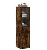 VidaXL Hoge kast met glazen deur 35x37x142 cm gerookt eikenkleurig