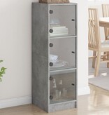 VidaXL Hoge kast met glazen deuren 35x37x109 cm betongrijs