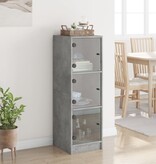 VidaXL Hoge kast met glazen deuren 35x37x109 cm betongrijs