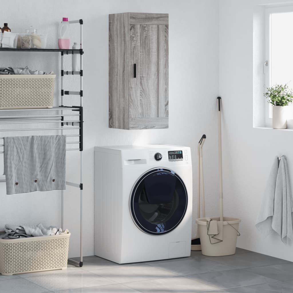 VidaXL Wandkast 34,5x34x90 cm bewerkt hout grijs sonoma eikenkleurig