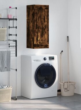VidaXL Wandkast 34,5x34x90 cm bewerkt hout gerookt eikenkleurig
