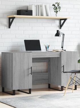 VidaXL Bureau 140x50x75 cm bewerkt hout grijs sonoma eikenkleurig