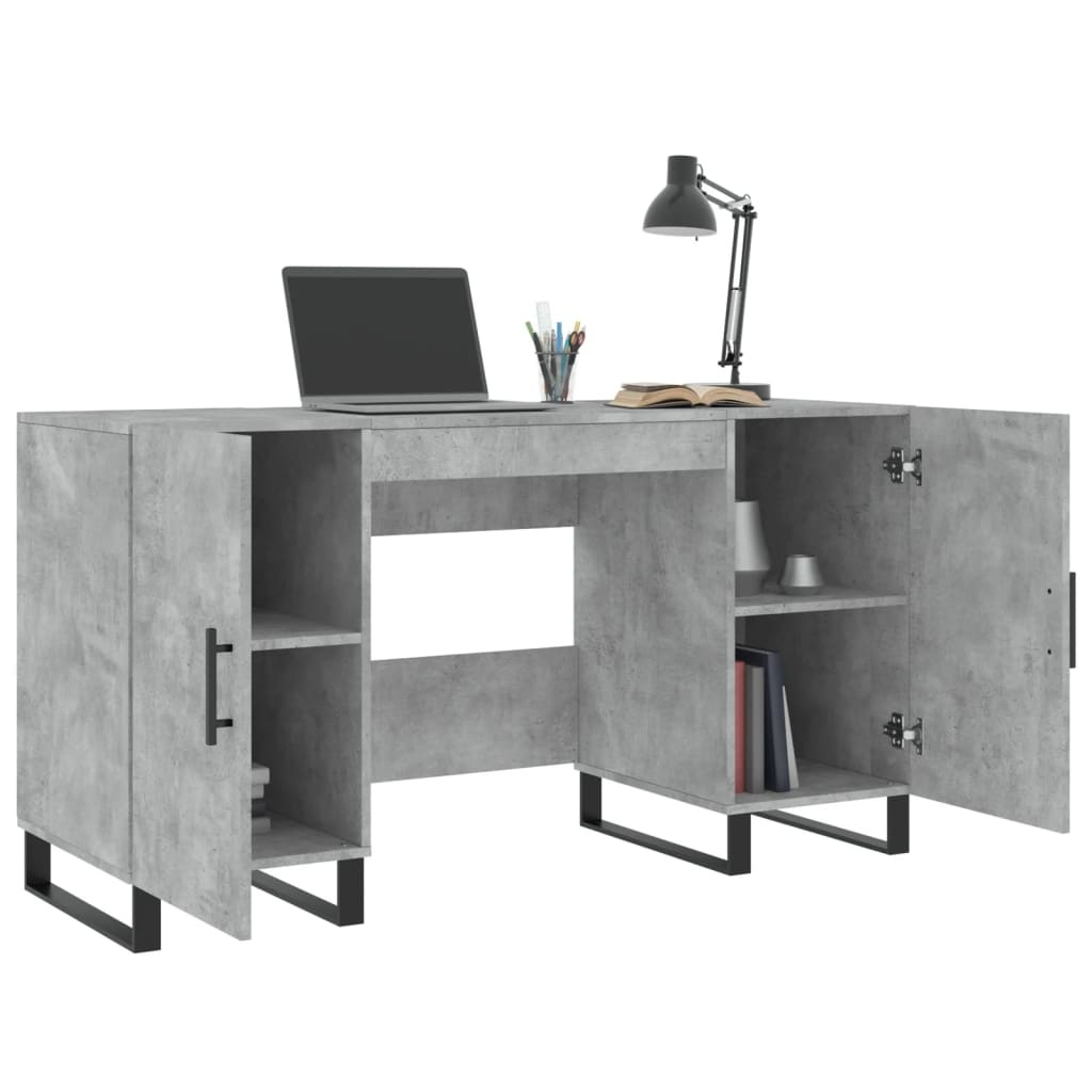 VidaXL Bureau 140x50x75 cm bewerkt hout betongrijs