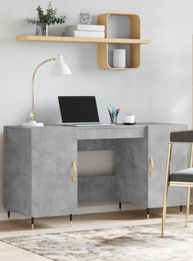 VidaXL Bureau 140x50x75 cm bewerkt hout betongrijs