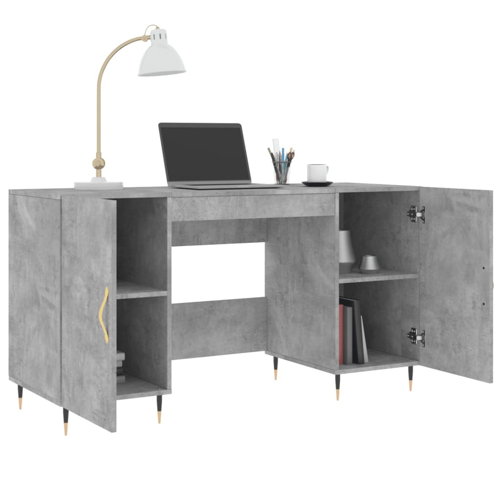VidaXL Bureau 140x50x75 cm bewerkt hout betongrijs