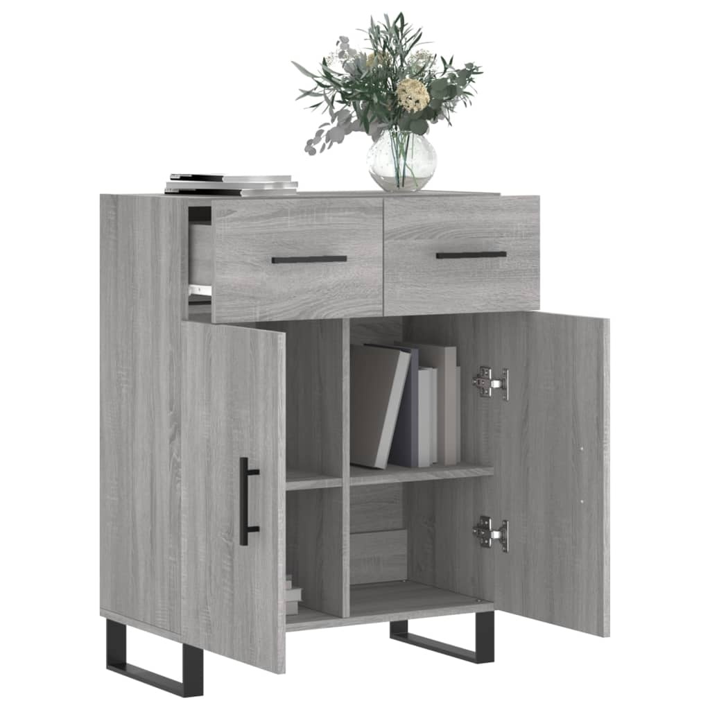 VidaXL Dressoir 69,5x34x90 cm bewerkt hout grijs sonoma eikenkleurig